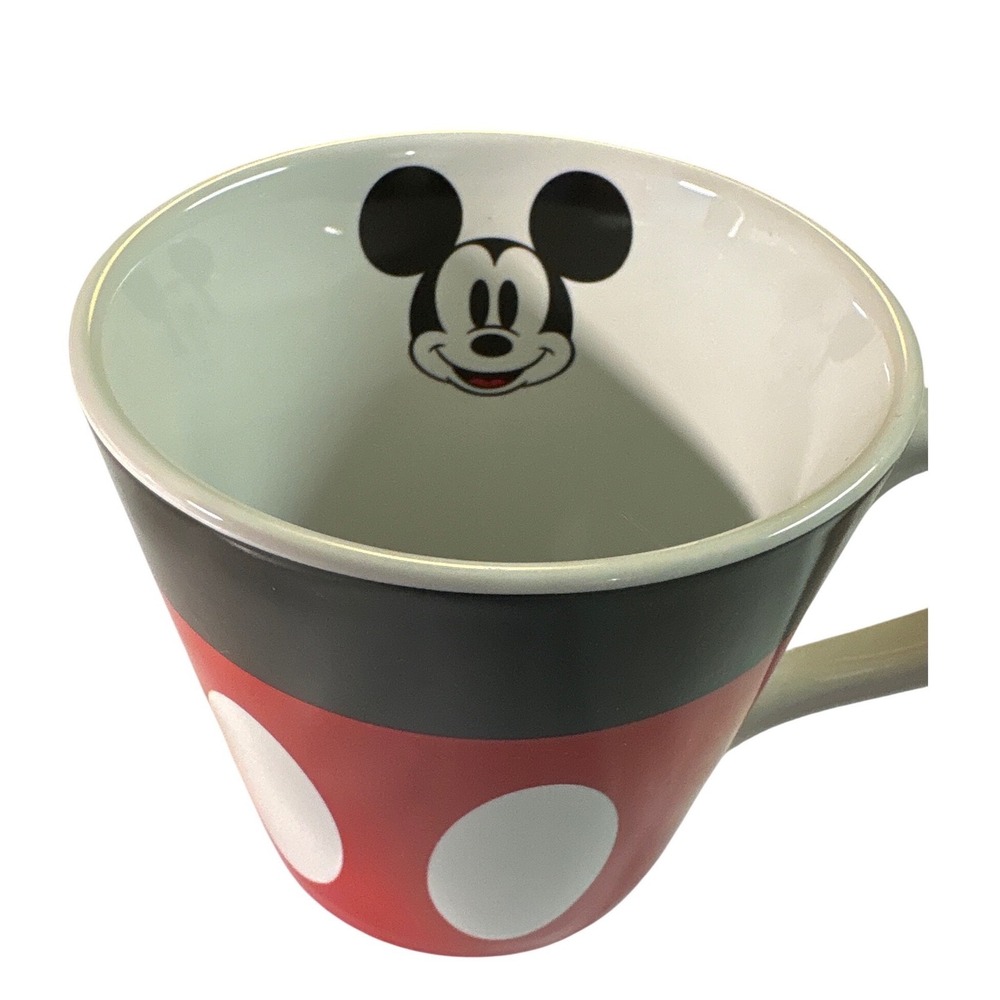 Disney Mickey Mouse‎ Ceramic Coffee Mug Red Black Polka Dot